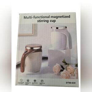 NIB Automatic Stirring Coffee Cup Multi-functional Magnetized White